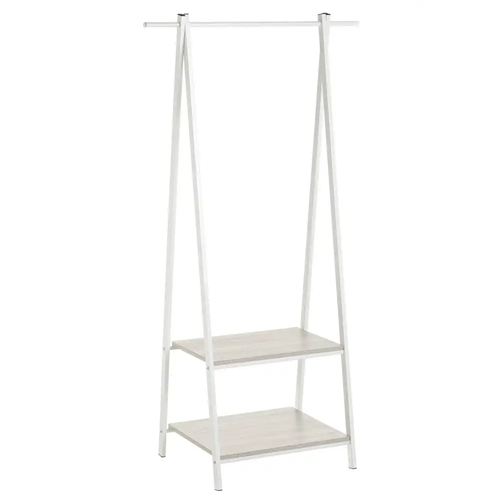 Lola Home Perchero con estante blanco de metal de madera de 150x45x55 cm