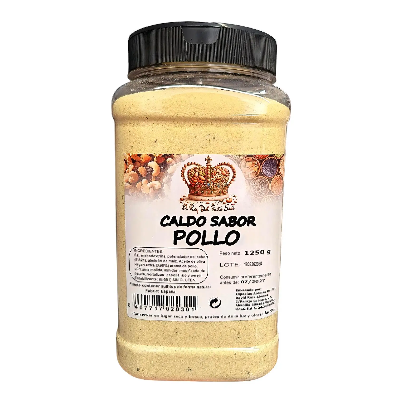 Caldo Sabor Pollo en Polvo 1,25 kg 🐔 | Condimento para Sopas, Arroces, Guisos y Salsas | Potenciador de Sabor | Sin Gluten | Formato Ahorro Profesional