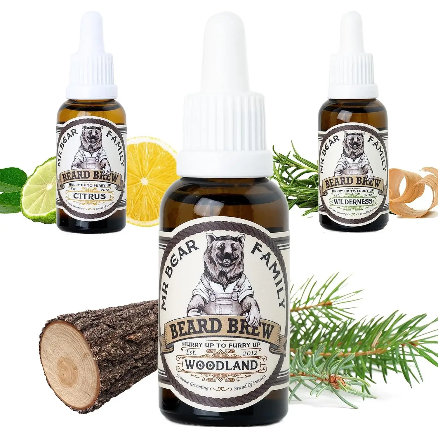 Mr Bear Family Hombre Beard Oil Woodland 30Ml - Aceite Para Barba Con Jojoba Y Argán