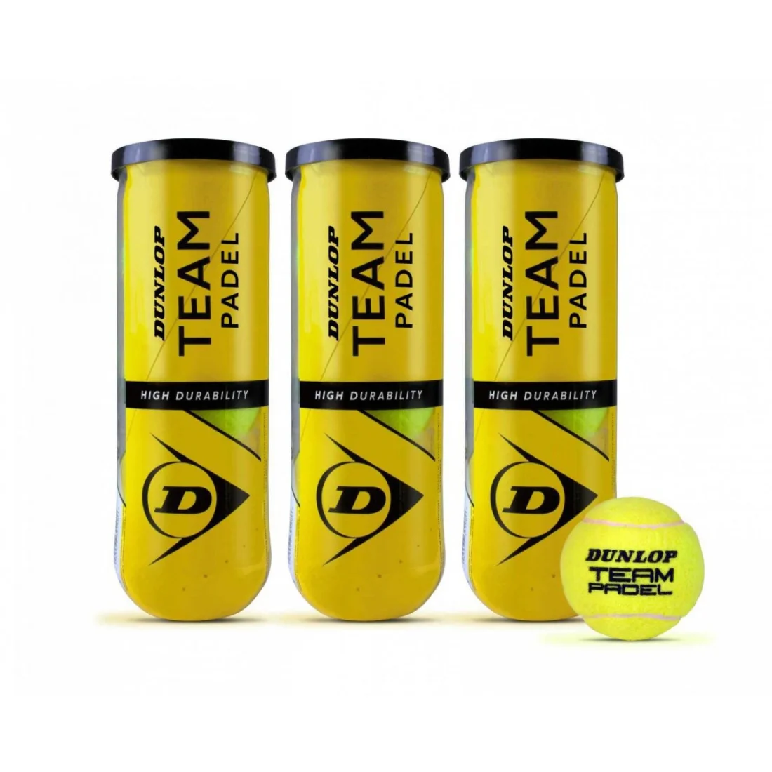 Bolas de Pádel Dunlop Padel Team – Packs de 3, 6, 12 o Cajón Completo | Máximo Rendimiento y Durabilidad