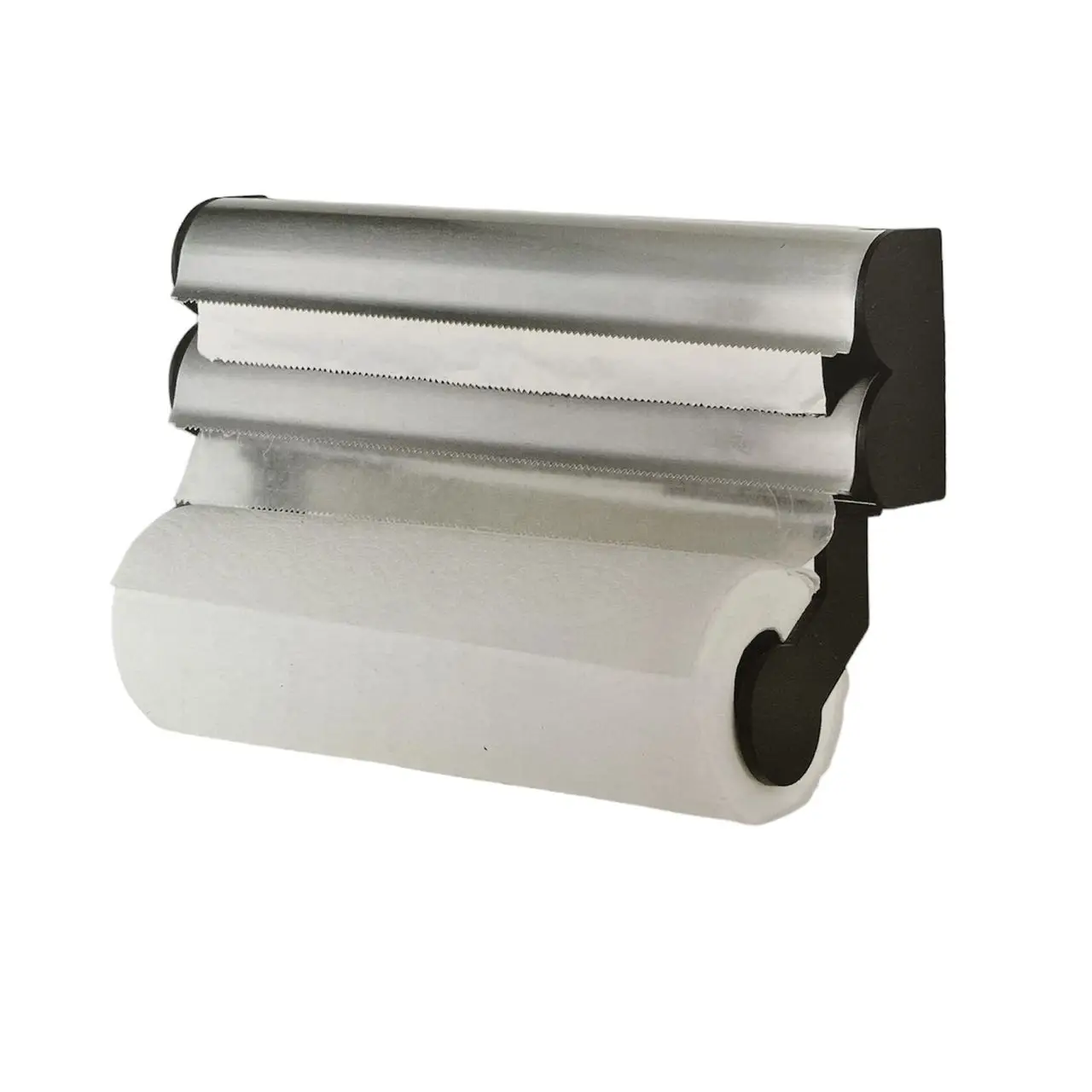 Organizador 3 en 1 de cocina,Portarollos de cocina,Porta papel de aluminio, que incluye dispensador de papel, dispensador de papel aluminio y dispensador de film transparente. ACERO INOXIDABLE