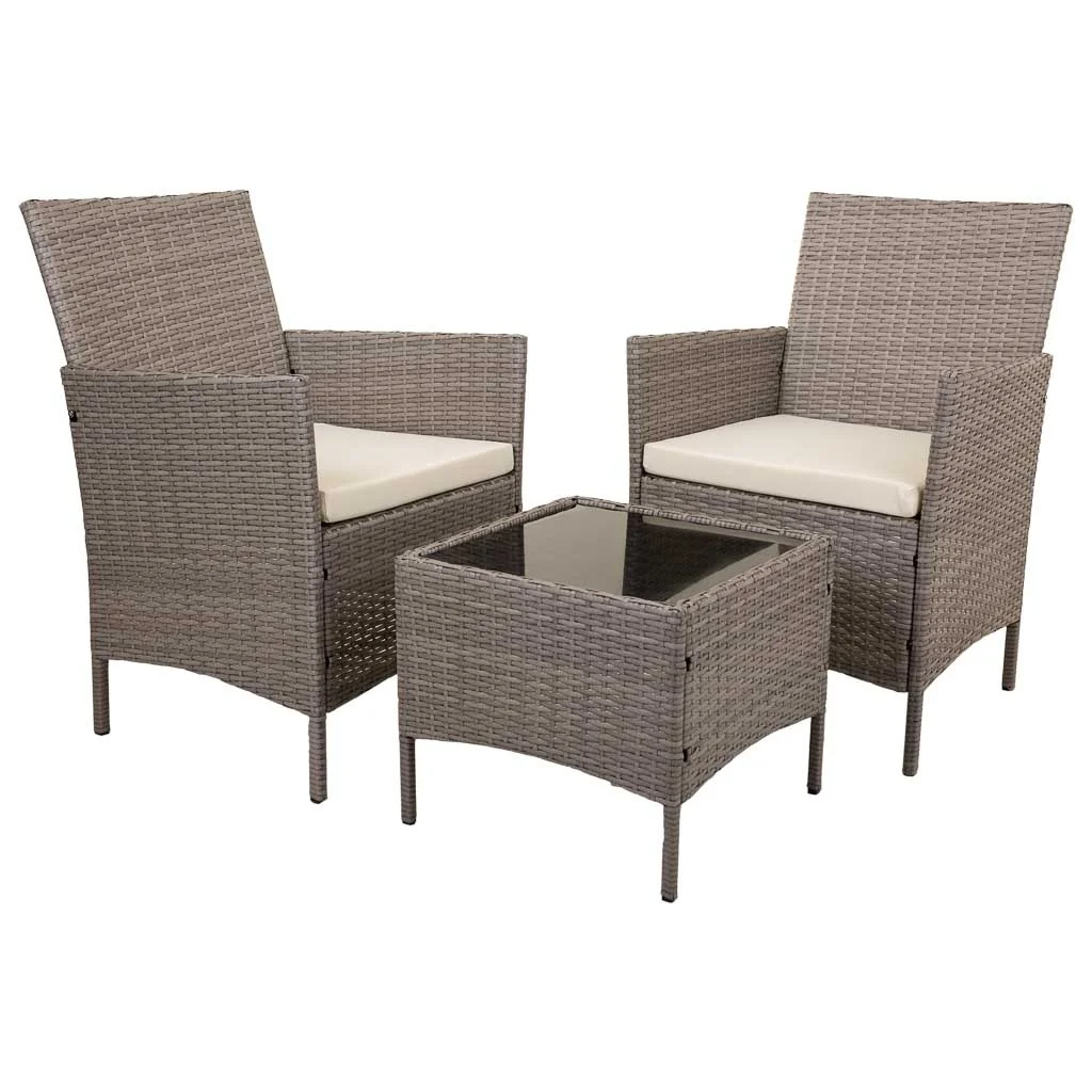 WANDERLUST DECO Kit de Muebles de Jardin Rattan Sintetico Gris - Resistente a la Intemperie