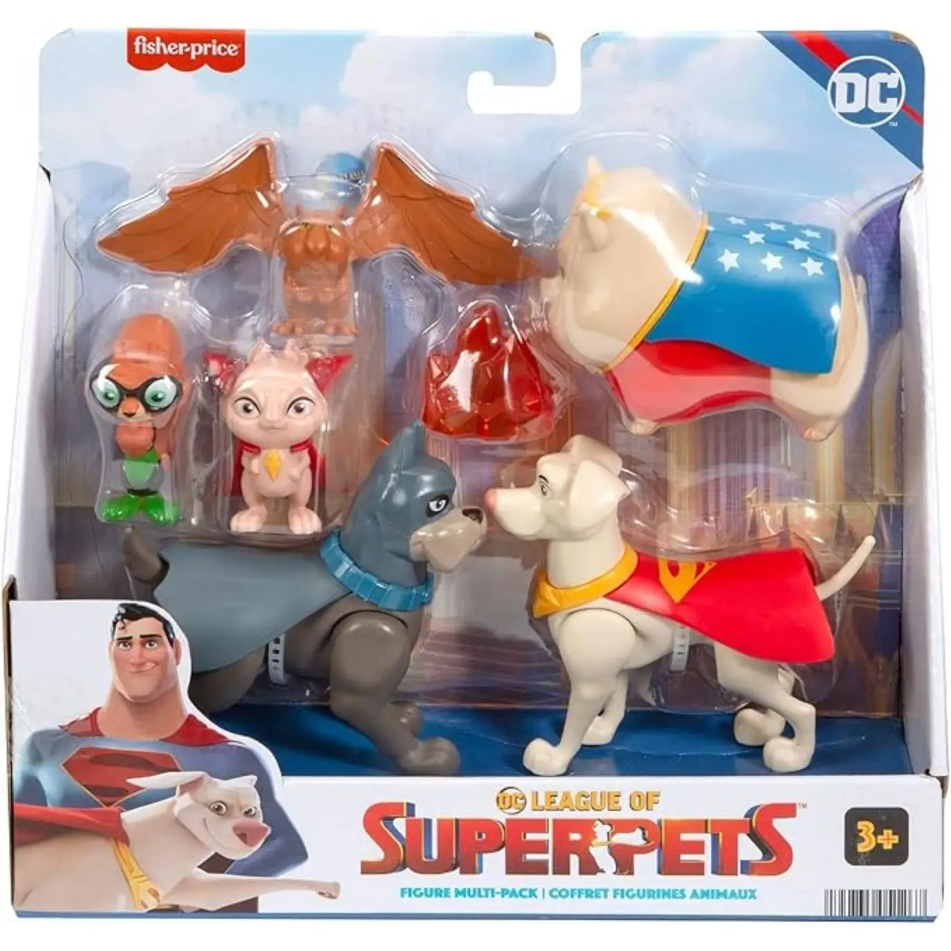 FISHER -PRICE - Multipack figures League of SUPERPETS DC-includes 6 figures of characters and a Kriptonite-for over 3 years