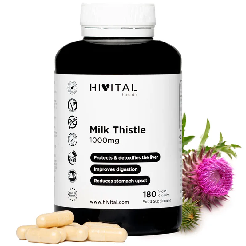 Cardo Mariano 1000 mg  180 cápsulas veganas (Suministro para 6 meses). Hivital