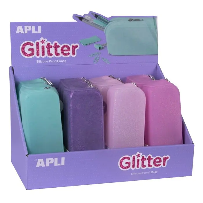 Apply glitter silicone case 12 units box: 12 units writing 18x5x7 cms. - Product Main Image