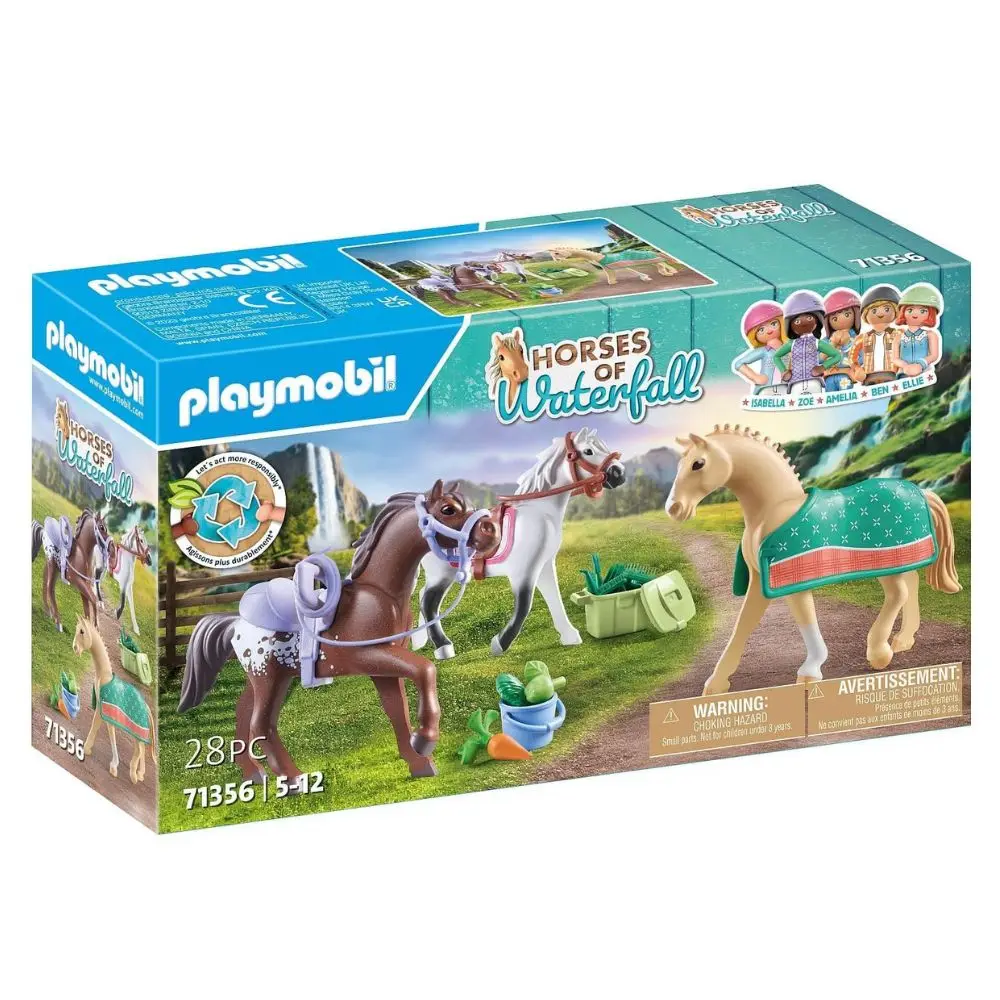 PLAYMOBIL (71356) Tres caballos con sillas, Morgan, Quarter Horse y Shagya Arabian, HORSES OF WATERFALL