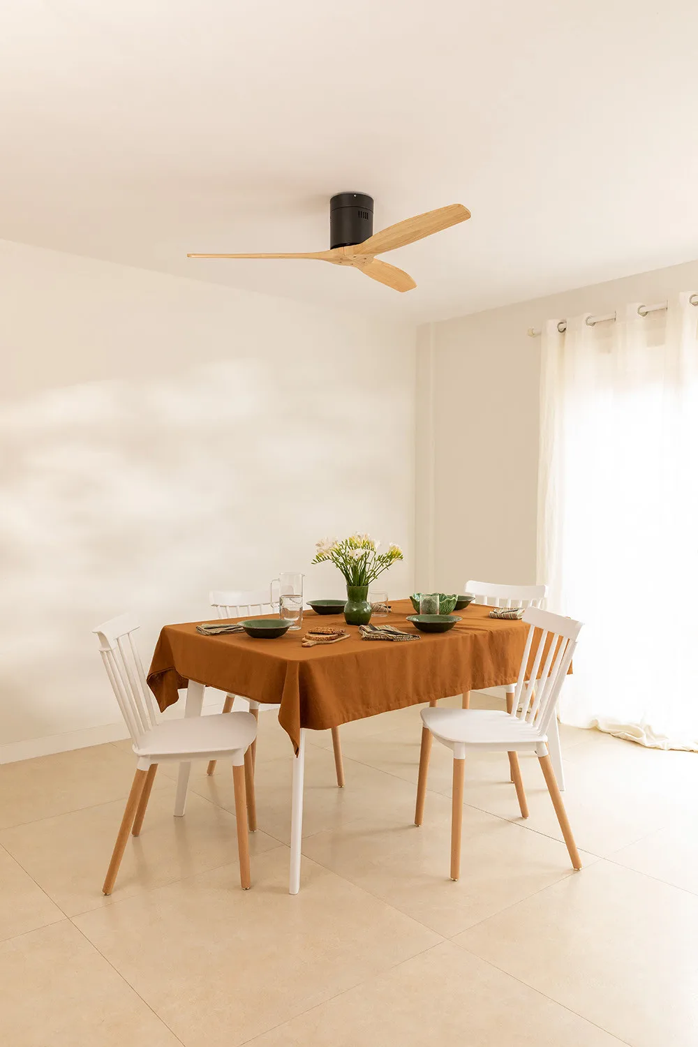 Create - 40W Silent Ceiling Fan Ø132 cm - 6 Speeds, Summer/Winter Function - Black Motor - Wind Calm