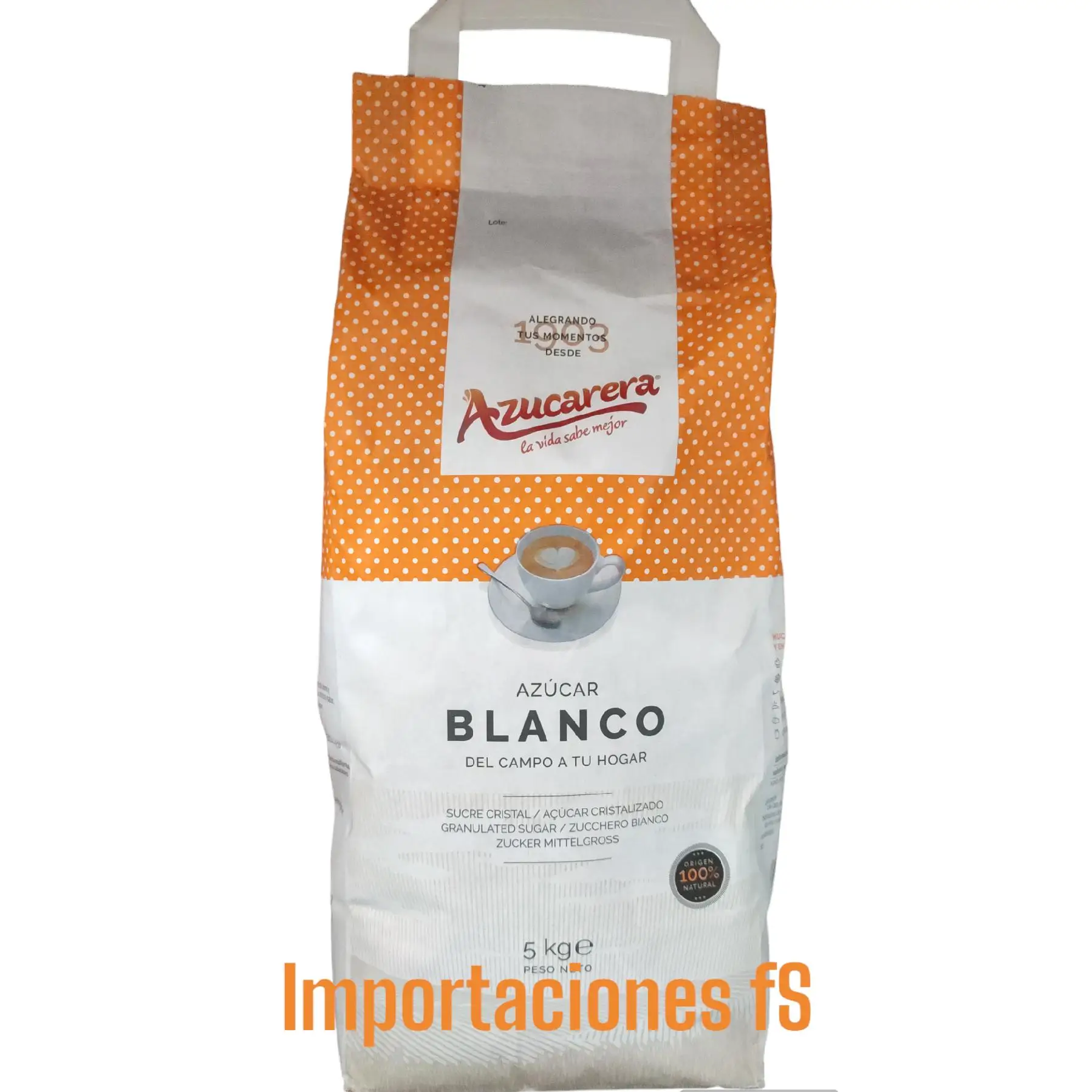 AZUCAR BLANCO - 5 KG. - AZUCARERA - APTO PARA VEGANOS - LA REMOLACHA BLANCA, LA AUTENTICA FACTORIA DEL AZUCAR.