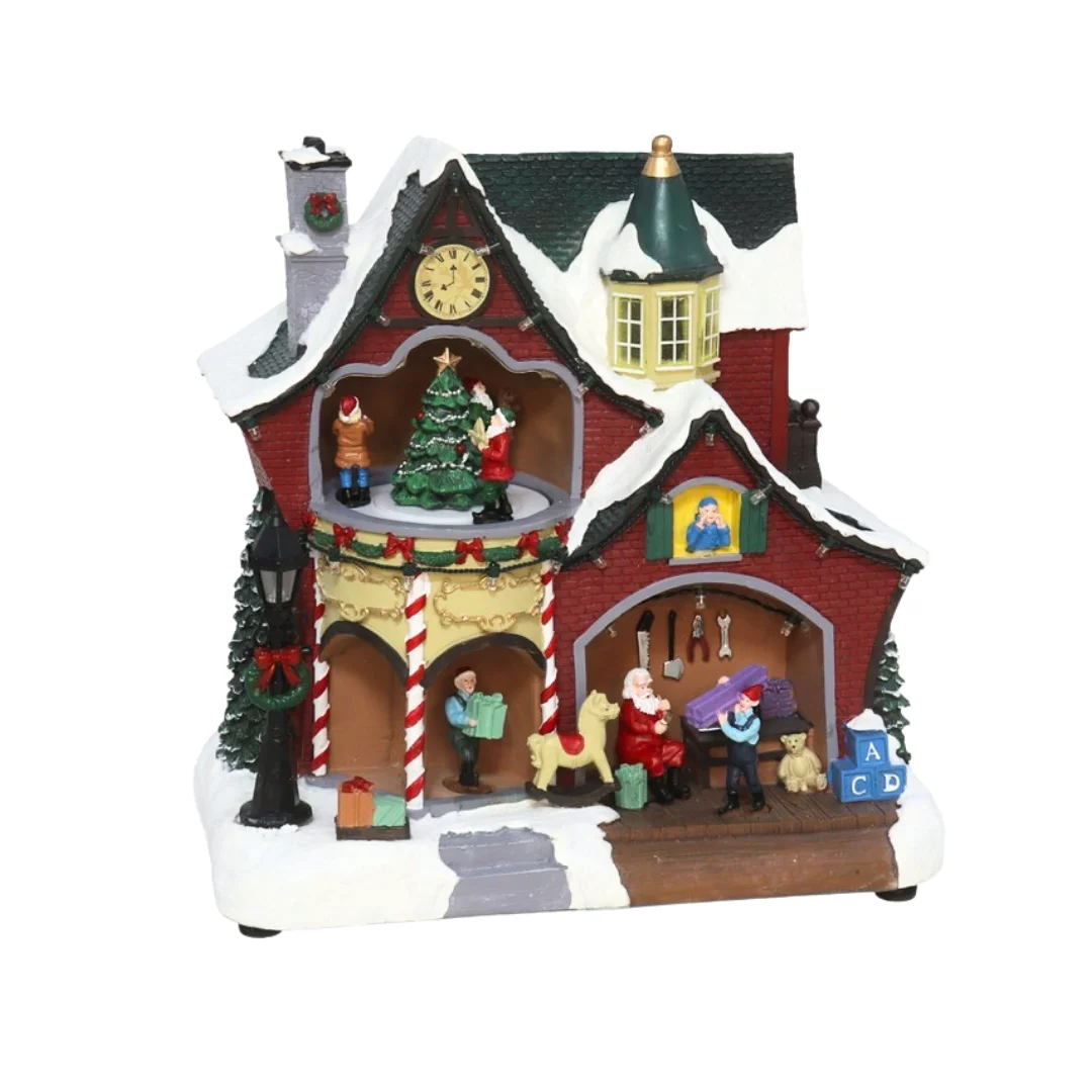 Gerimport Escena Taller de Santa LED con música 27,5×16,5×26,5 cm