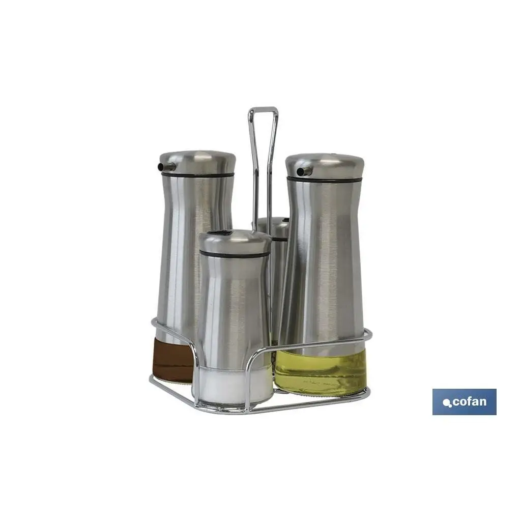 Cofan Set de 4 Aceiteras | 230 Ml X 2 | 120 Ml X 2 | Acero Inoxidable