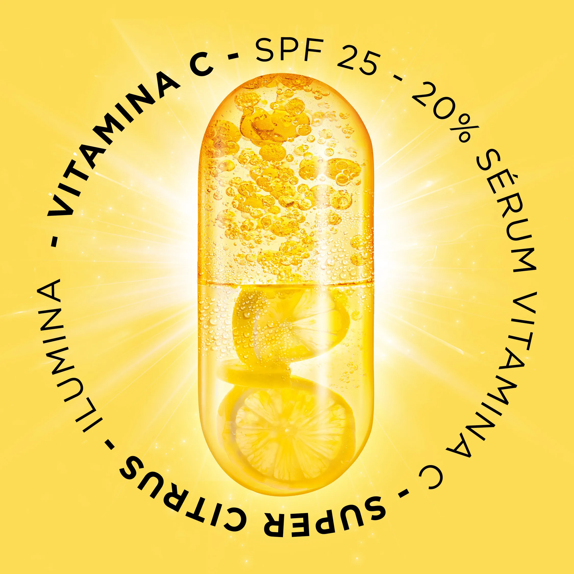Garnier |   Serum cream with spf 25. High concentration of serum with vitamin c and sun protection to protect the skin from sun blemishes. Ultra light and moisturizing formula 50ml