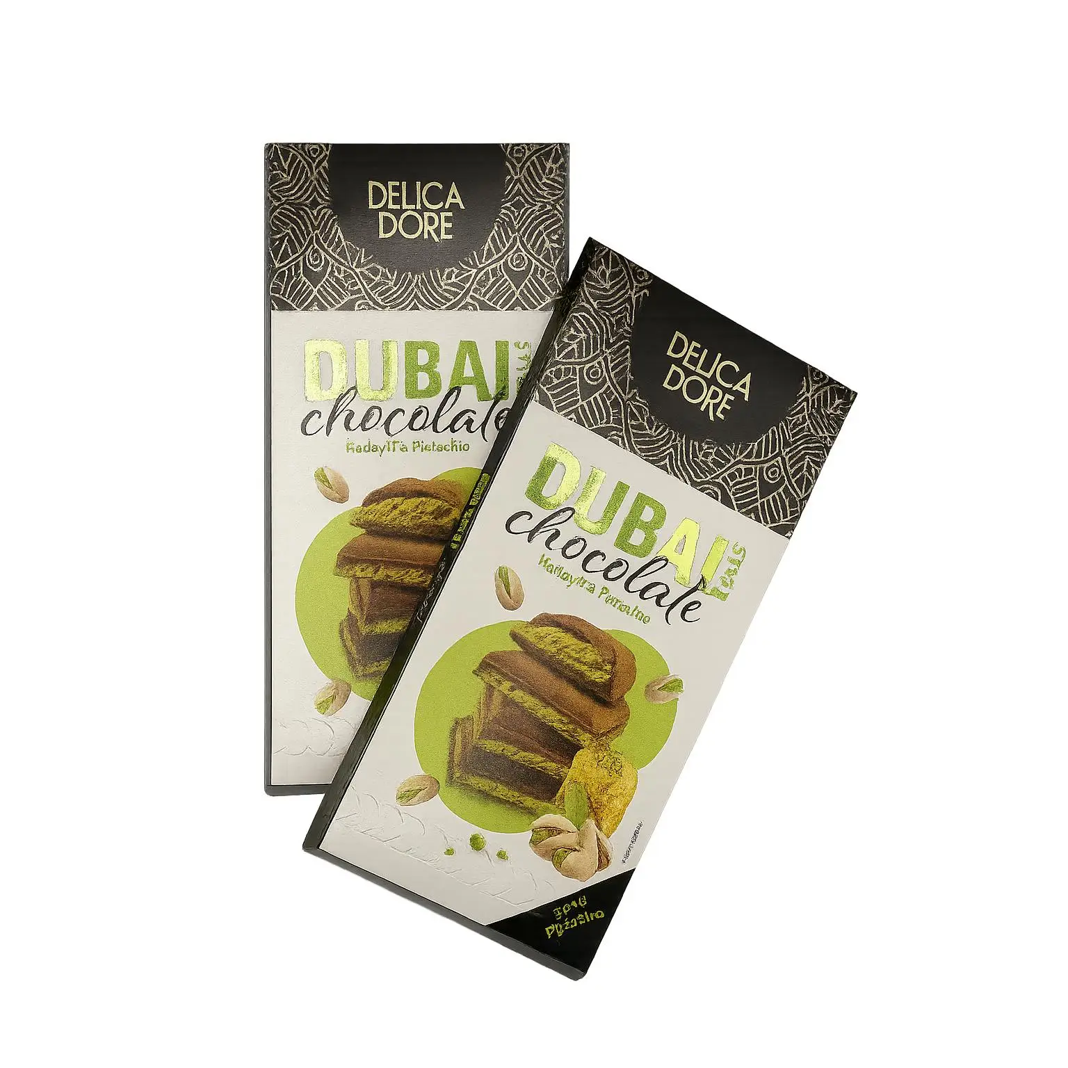 PACK-2 TABLETA CHOCOLATE DUBAI 32 % PISTACHO 98 G.