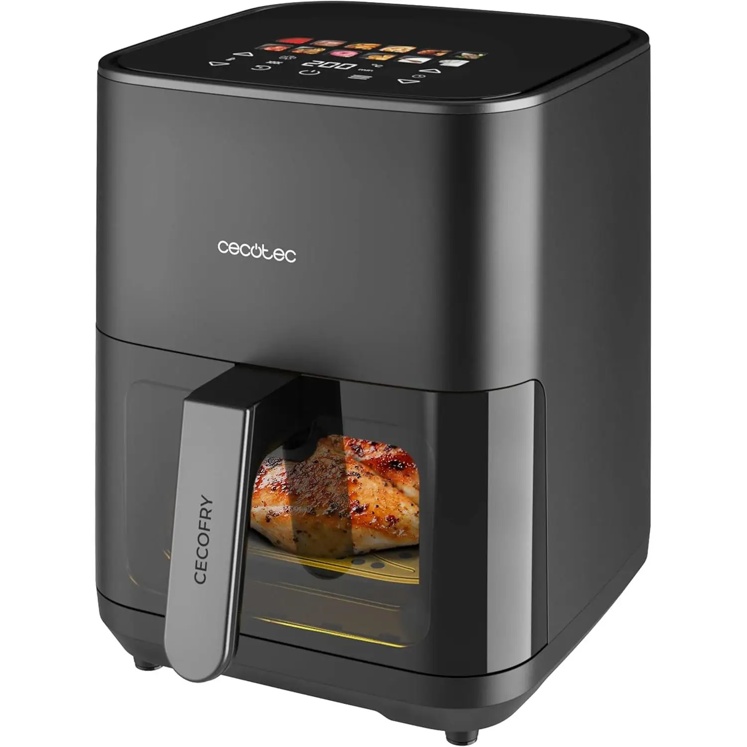 Cecotec Freidora de Aire sin Aceite 4L Plancha Grill Doble Resistencia Air Fryer Cecofry&Grill Duoheat 4000. 1900W, Pared Divisoria Móvil, Temperatura Regulable 40-200°C, 10 Menús