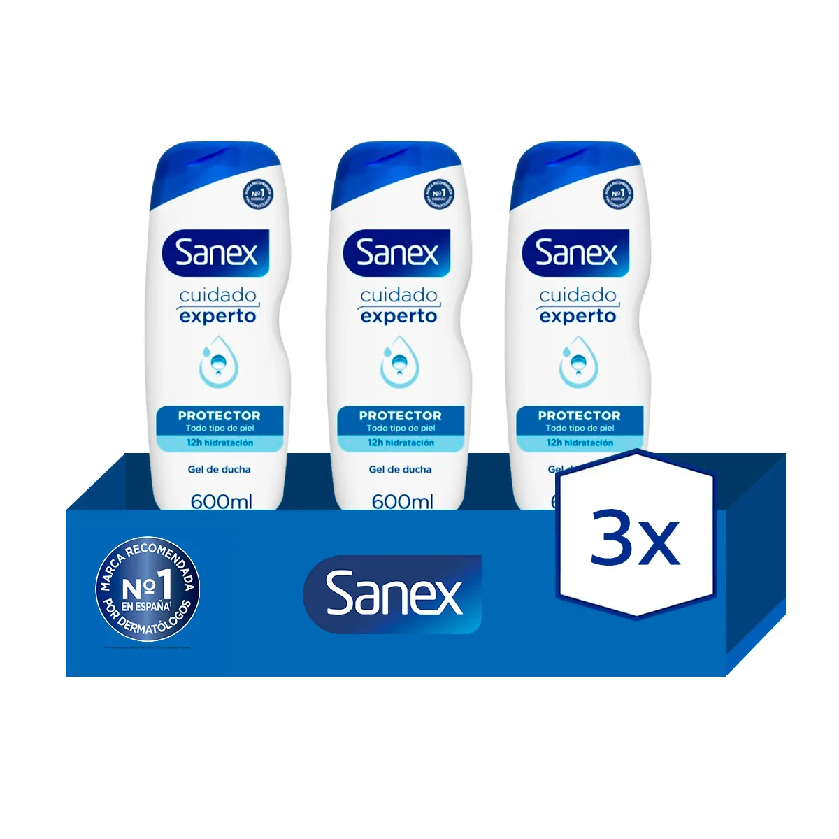 Shower Gel Sanex BiomeProtect Dermo normal skin 600ml Pack of 3 | Natural prebiotic for your skin health. Strengthen your skin and keep it hydrated.