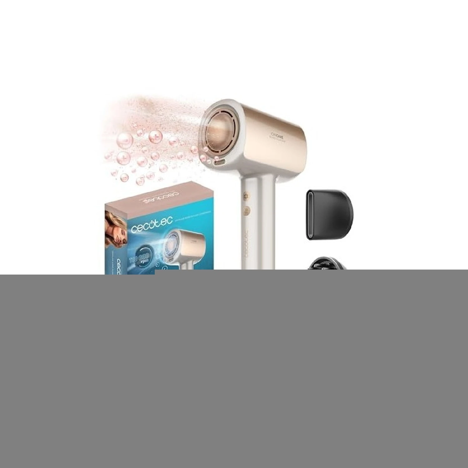 Cecotec Secador de Pelo Brushless de Última Generación DryGlam Nano Plasma Champagne. Potencia de 110,000 RPM y 1600W, Función de Plasma, Gran Flujo de Aire, Duradero, 3 Temperaturas y 3 Velocidades