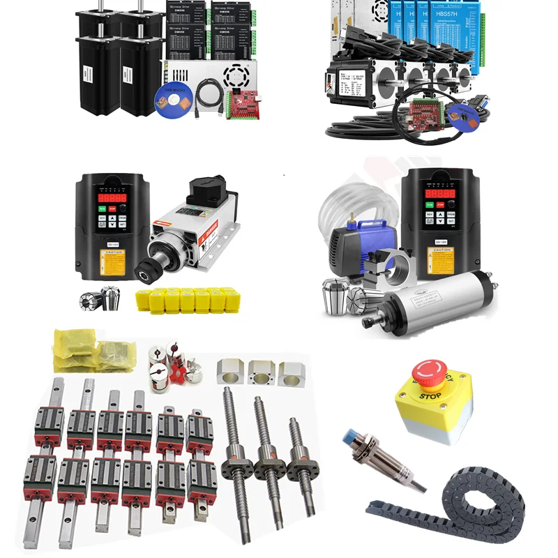 

3/4 aixs CNC полный комплект: линейная направляющая HGR15 HGR20 шариковый винт SFU1605 & NEMA23 шаговый двигатель и воздушное охлаждение шпиндель с водным охлаждением