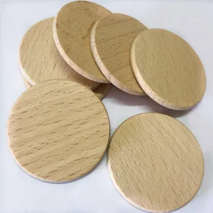 10pcs 38mm Round Wood Coins Blank Beech Wooden Discs Unfinished Round Wooden Tags for DIY Crafts Projects Christmas Decoration