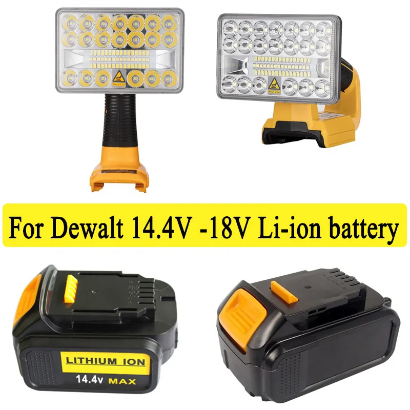 DCB200 Lamp Work Light Tool Light Spotlight Light for Dewalt 12W 18W 40W 3inch 5inch 9inch 14.4V-20V Li-ion Battery DCB182