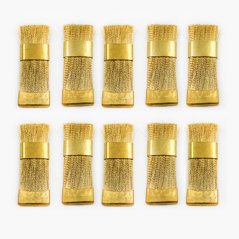 10pcs Dental Copper Brush Brass Wire Brush Nail Drill Bits Cleaning Brush Copper Wire Dental Burs Files Stand Cleaning Tool