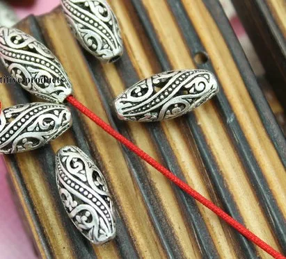 10pcs/lot Tibetan Silver oval bead for bracelet Decorative Metal  DIY Jewelry Alloy accessories df3f