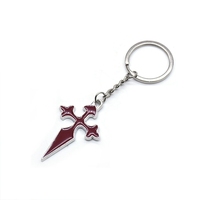 QIGO Red Enamel Long Cross Key Chain Christian Jewelry Accessories Gifts