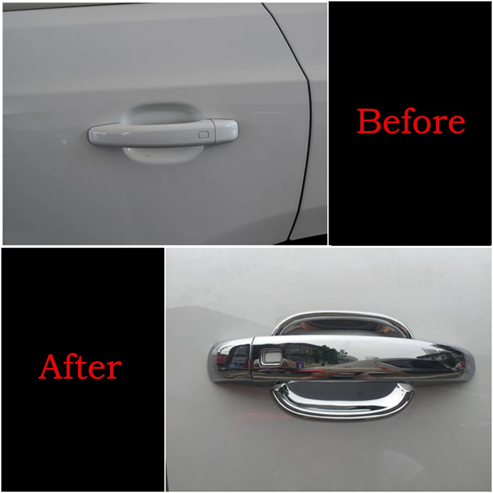 For Audi A4 B8 2009 2010 2011 2012 2013 2014 2015 2016 Carbon Fiber Chrome Car Door Handle Cover Sticker Styling Accessories