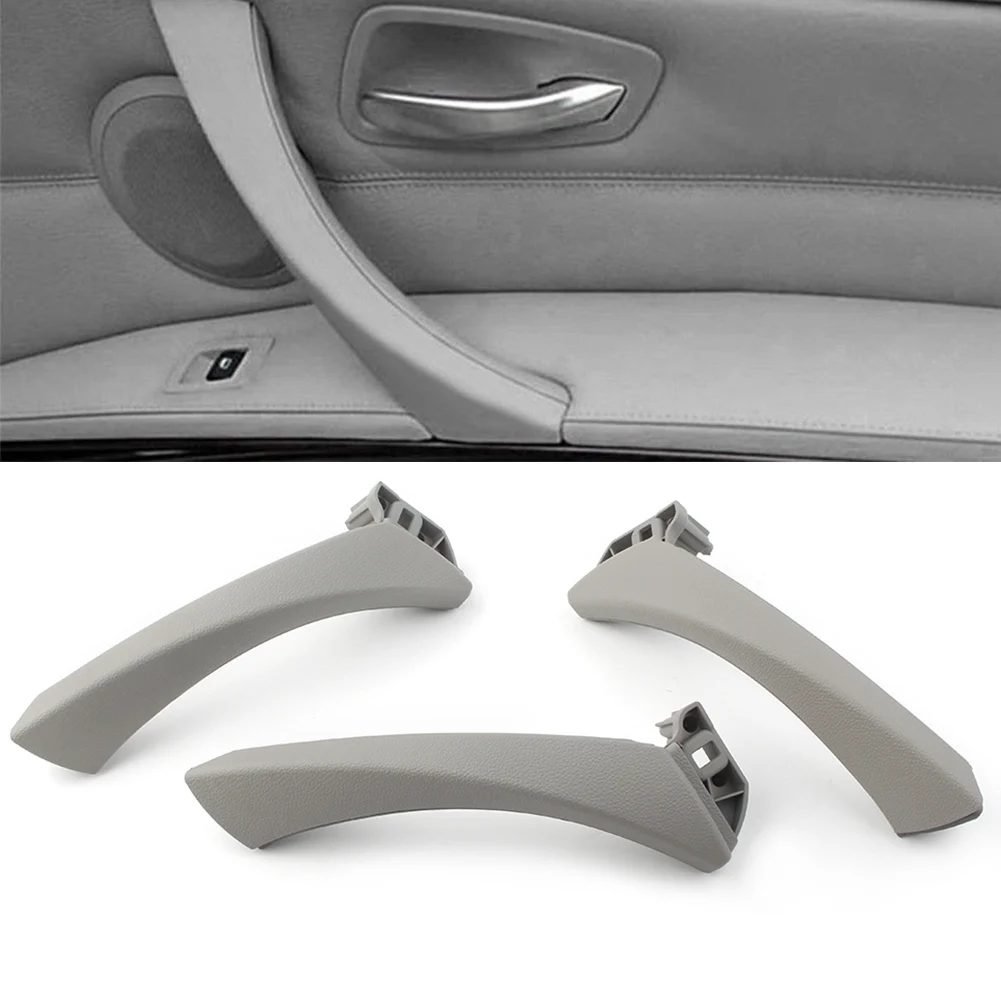 6PCS/Set Gray ABS Car Inner Door Handle Pull Trim Cover For BMW E90 E91 3Series 2004-2012 RHD