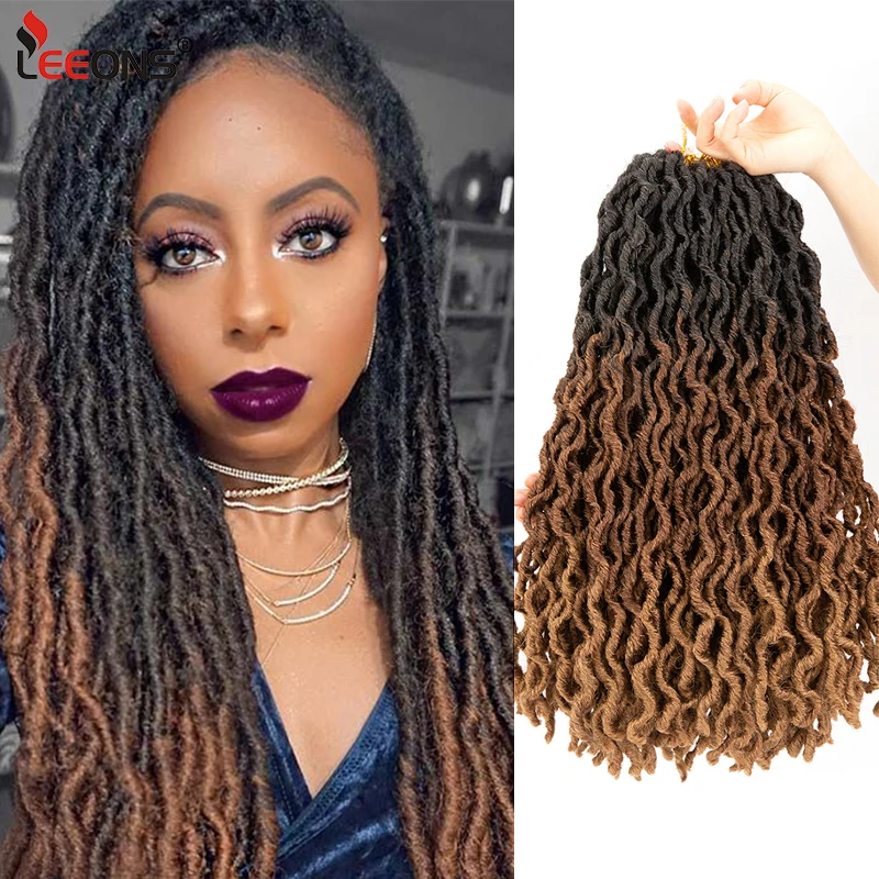 Leeons-Synthetic Crochet Extensão Do Cabelo, Dreadlocks encaracolados, Faux Trança, Nu Locs, Soft Deusa Africano Hairpiece