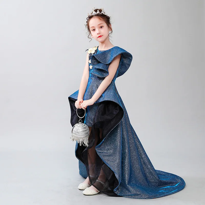 Children's Dress Girls Show Party Princess Dress Model Catwalk Evening Dress 2023 Summer Girl Tail Host Playing Piano Costume