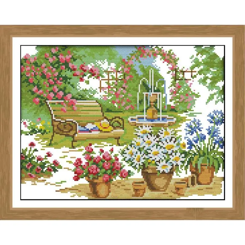 Printing pattern cross stitch kit garden villa landscape pattern 14CT11CT needlework embroidery kit DIY home decoration painting