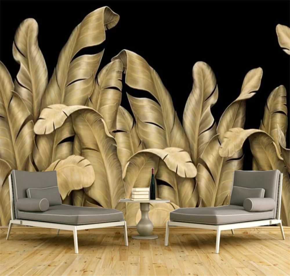 

Xuesu Custom 3D Wallpaper 8D Mural Banana Leaf Background Wall Decoration Painting