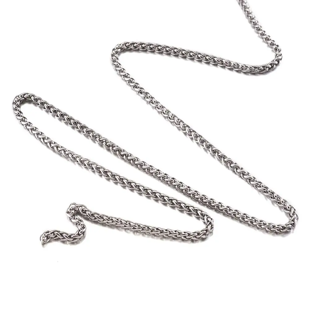 10m 304 Stainless Steel Wheat Chains Unwelded Links Necklace Choker Jewelry Making Findings Accessories 2.5mm 3mm 4mm 5mm 6mm