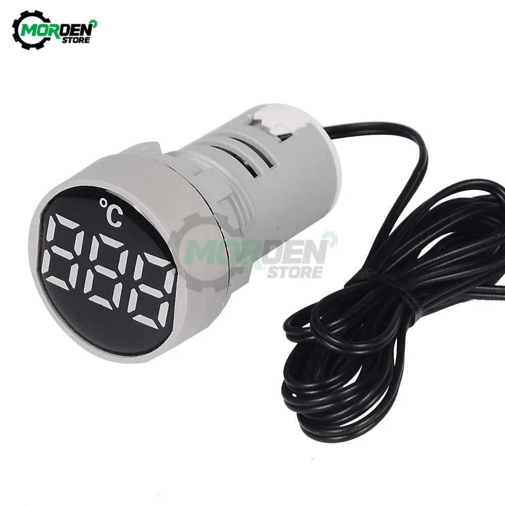 22mm Mini LED termometro digitale 20-119 Celsius 50-380V AC rotondo piccolo Display indicatore pilota misuratore di temperatura della luce Dropship