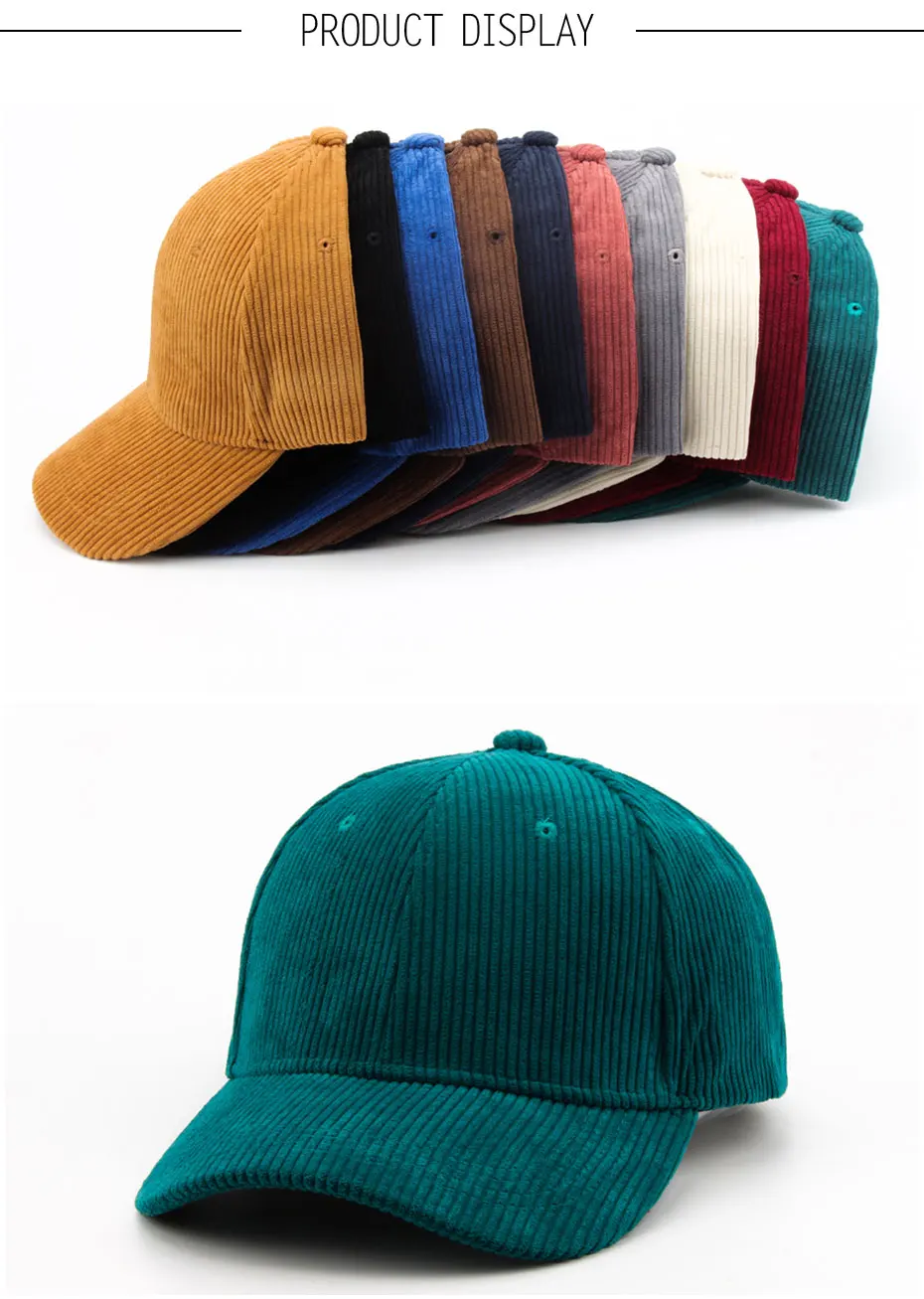 CNTANG Neue Cord-Baseballkappe für Damen und Herren, modische Snapback-Kappe für Herbst und Winter, Hip-Hop-Kappen, lässige Vintage-Markenhüte, Unisex – Detail 3