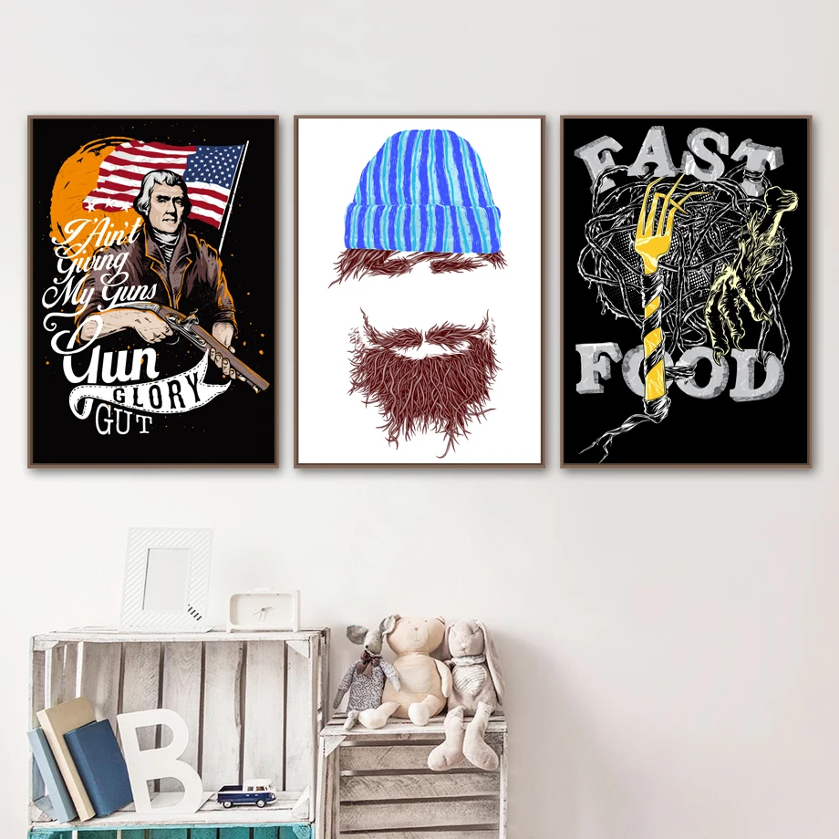 George Washington Fox Fast Food Wall Art Canvas Painting Vintage Posters And Prints Wall Pictures For Living Room Home Decor