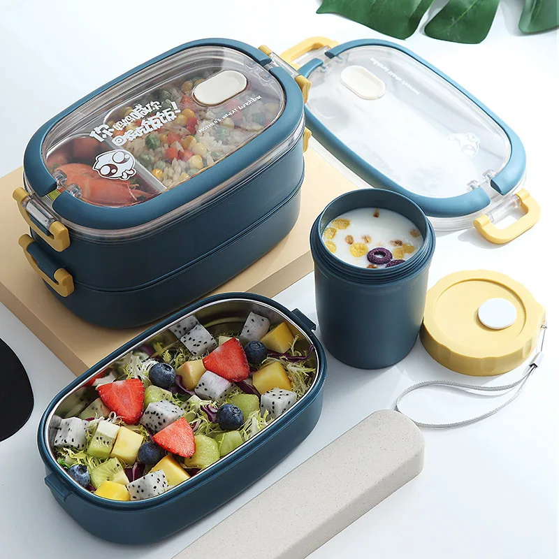 

Stainless Steel Insulated Lunch Box student School Multi-layer Lunch Box Tableware Bento Food Container Storage Breakfast Boxes