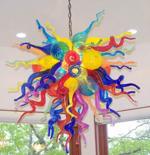 Unique Style Ceiling Chandeliers Colorful Lustre  Decorative Crystal Lampshades LED Blow Glass Living Room Chandelier Lighting