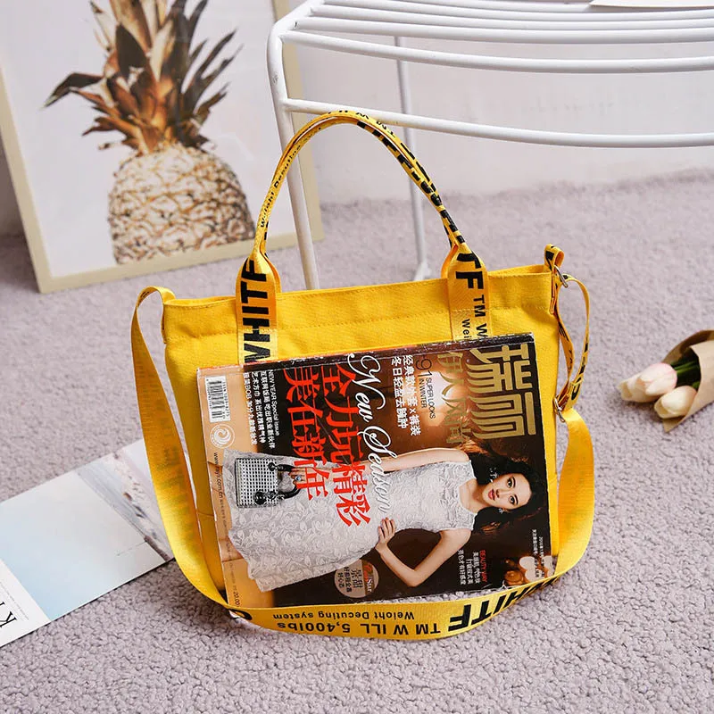 2021 Unique Women Canvas Shoulder Bags Trend Letters Casual Crossbody Bags for Lady Large Capacity Handbags Bright Color Tote