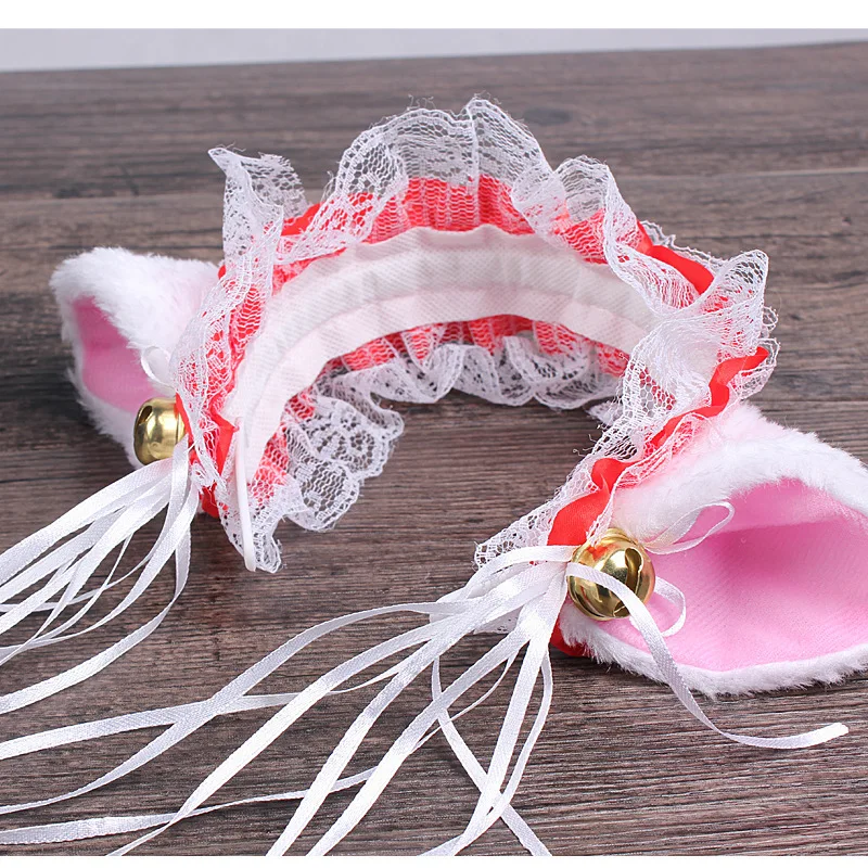 Serre-tête en dentelle pour fille japonaise, cloche oreilles de chat, serre-tête Lolita, coiffe mignonne, Bandana, Anime Cosplay, accessoires pour cheveux Lolita