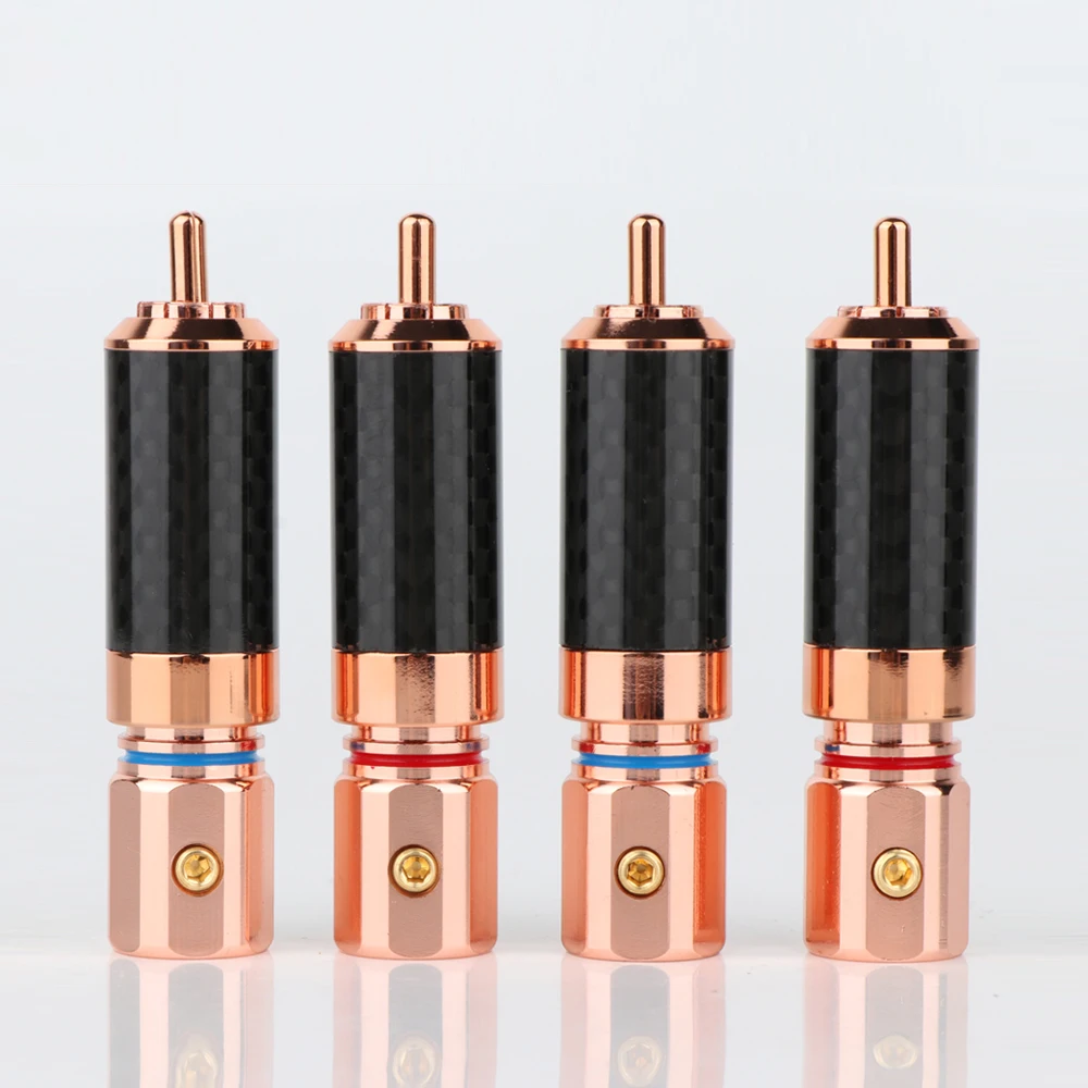 DIY 4 szt. R1741 włókno węglowe pozłacane różowym złotem wtyczka typu jack RCA lutowane złącze kabla audio dla HIFI