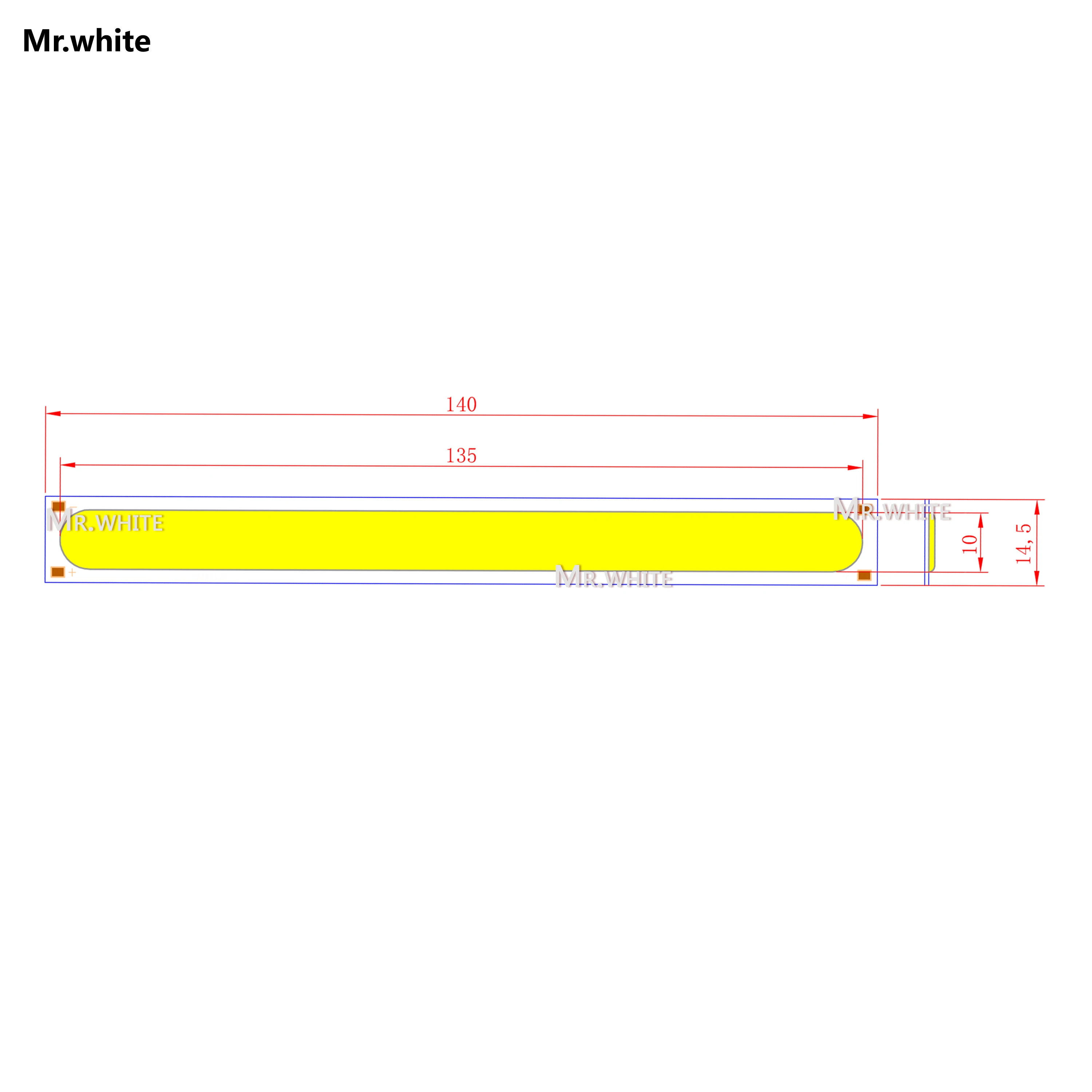 manufacturer 140mm 14.5mm LED COB Strip 6W 12V DC cold White COB LED source for DIY Bicycle work lamp light