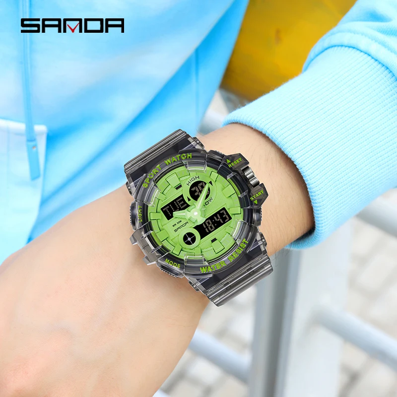 SANDA G Style Men LED Luminous Digital Watch Sports Watches Dual Display Waterproof Electronic Wristwatch Orologio da uomo