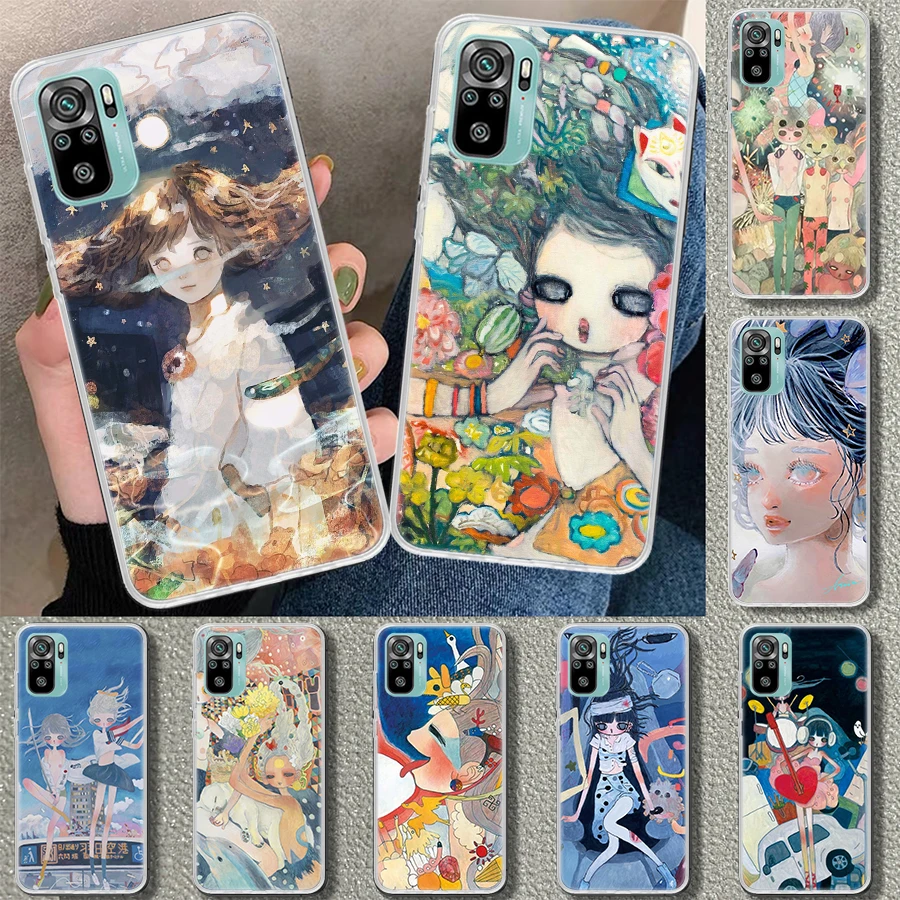 Aya Takano Comics Girl Art Phone Case Cover For Xiaomi Redmi Note 12 11 11S 11T 11E 10 10S 9 Pro Plus 9S 9T 8 8T 7 Print Coque