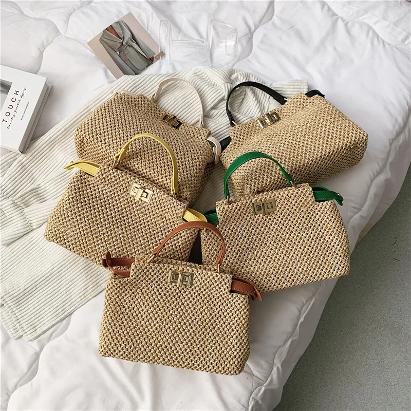 Small Rattan Straw Crossbody Shoulder Bags For Women 2021 Summer Fashion New Brand Travel Beach Handbags Designer