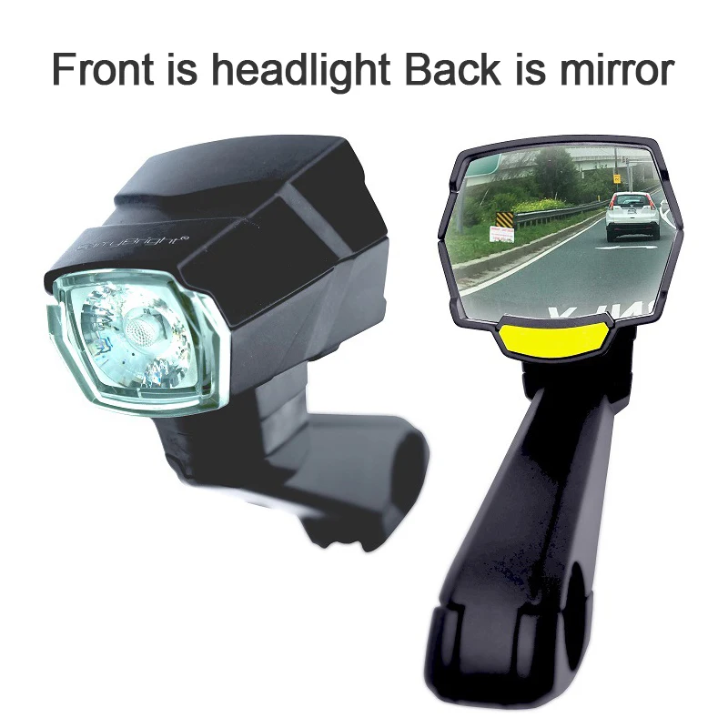 2pcs Rear View Mirror Headlight for Bicycle Electric Vehicle Scooter Front Lights USB Rechargeable LED Light Bike Accessories