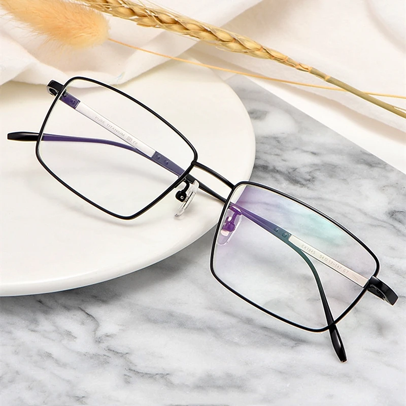 YAMARUILI Business High Quality 100% Pure Titanium Square Eyewear Fashion Simple Optical Prescription Glasses Frame Men CK1045