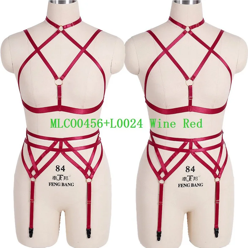 2PC Sexy Lingerie Set Women Spandex Harness  Body Garters Erotic Queen Sex BDSM Bondage Sword Belt Punk Bra Suspenders Straps