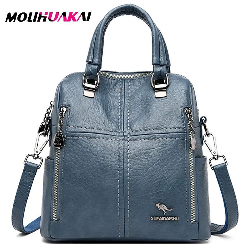 

2022 New Women Leather Backpack High Quality Leather Vintage Bagpack Female Large Leisure Backpack For Girls Schoolbags Mochila