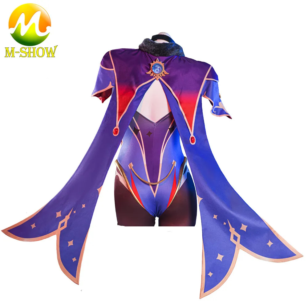 Genshin Impact Mona Cosplay Costume Cute Enigmatic Astrologer Bodysuit Cape Hat Halloween Fancy Suit for Women Anime Girl Outfit