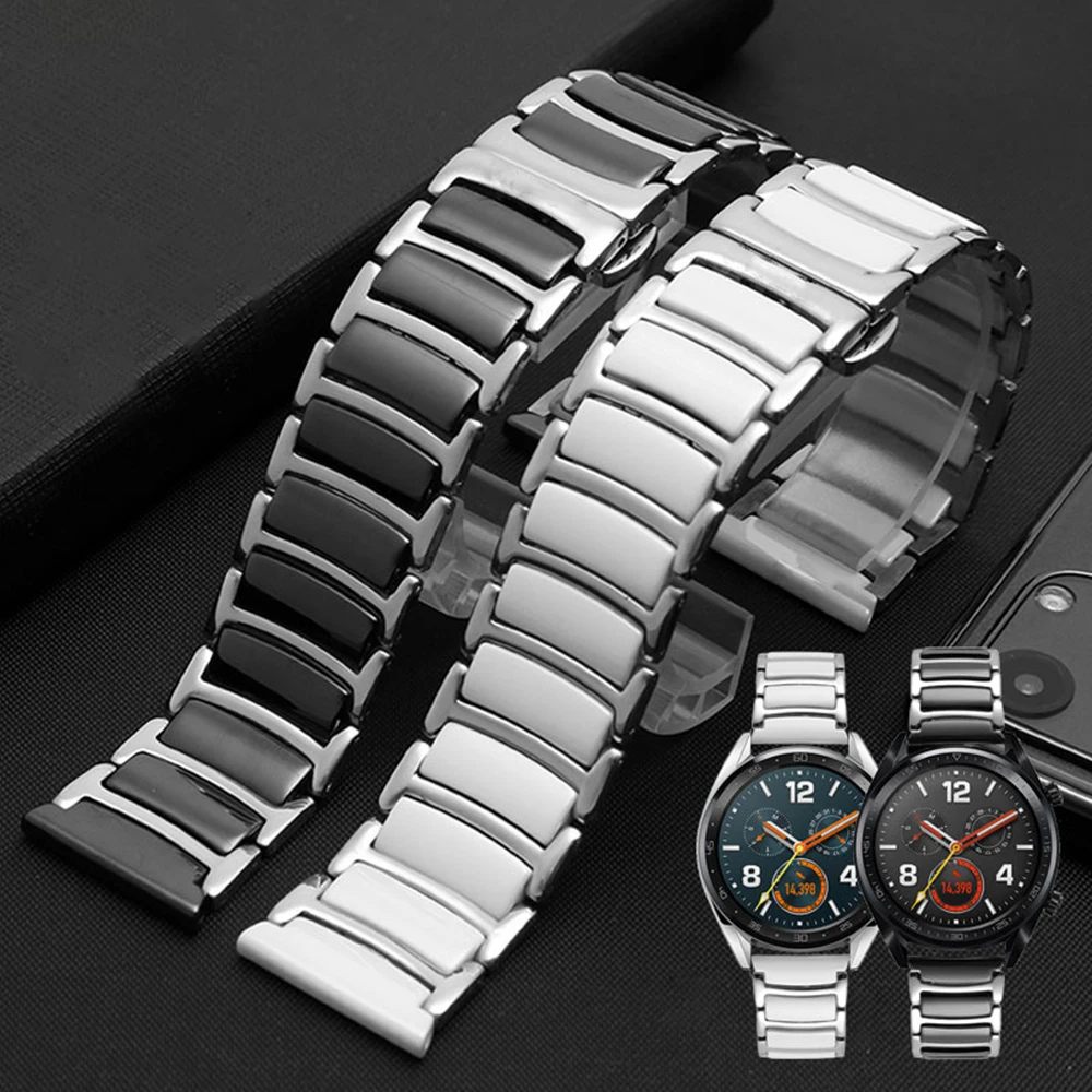 

20 22mm Strap for Samsung Galaxy watch 4 Bracelet Strap For Galaxy Watch 42 46mm s3 Ceramic Metal Band Active 2 40 44mm gt2e gtr